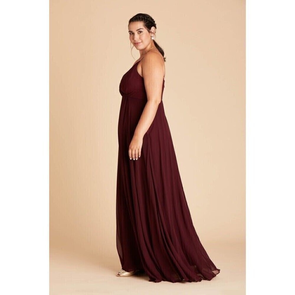 Birdy Grey  Cabernet Burgundy Spaghetti‎ Chiffon Kaia Maxi Dress Plus Size 2X - Picture 4 of 16